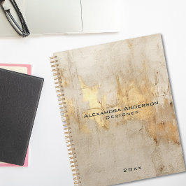 高級抽象芸術アイボリー金ゴールドグリッタープロフェッショナル プランナー手帳