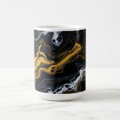 高級抽象芸術コーヒーマグ – ブラック、金ゴールド&ホワイト コーヒーマグカップ (中央)