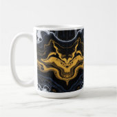高級抽象芸術コーヒーマグ – ブラック、金ゴールド&ホワイト コーヒーマグカップ (左)