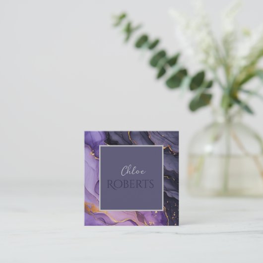 高級抽象芸術モダン背景大理石 スクエア名刺 (スタンド正面)