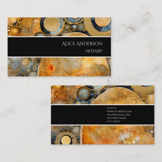 高級抽象芸術化石金ゴールドエレガントユニーク岩 名刺 (正面/裏面)