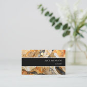 高級抽象芸術液体金ゴールドエレガントユニーク岩 名刺 (スタンド正面)