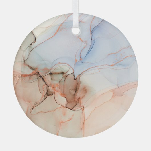 高級抽象芸術：アルコールインクアート ガラスオーナメント (正面)