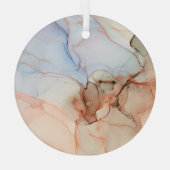 高級抽象芸術：アルコールインクアート ガラスオーナメント (裏面)