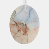 高級抽象芸術：アルコールインクアート ガラスオーナメント (正面右)