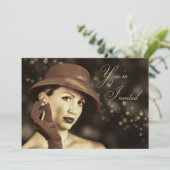 高級数々の用途招待状-ヴィンテージレディ 招待状 (スタンド正面)
