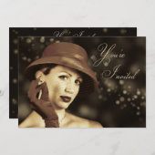 高級数々の用途招待状-ヴィンテージレディ 招待状 (正面/裏面)