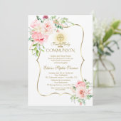 高級春赤面フローラ金ゴールド聖餐式 招待状 (スタンド正面)