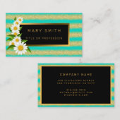 高級最高の人気があるターコイズ金ゴールドグリッター 名刺 (正面/裏面)