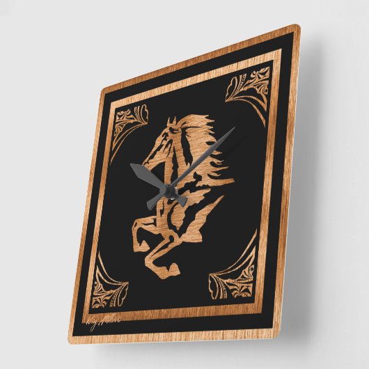 高級木馬 スクエア壁時計 (傾斜)