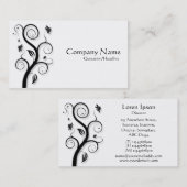 高級植物(影付き) – 黒オン白 名刺 (正面/裏面)