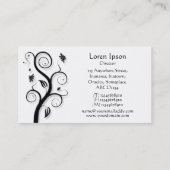 高級植物(影付き) – 黒オン白 名刺 (裏面)