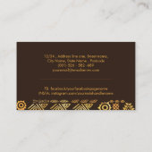 高級民族アフリカパターン – 暖かい茶色と金ゴールド 名刺 (裏面)
