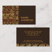 高級民族アフリカパターン – 暖かい茶色と金ゴールド 名刺 (正面/裏面)