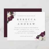 高級水彩プラムフローラコ結婚ーナーズ インビテーションポストカード (正面/裏面)