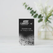 高級洗車洗浄車のQRコードブラック 名刺 (スタンド正面)