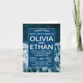 高級海軍ブルー沿岸ビーチ結婚式招待状 招待状 (正面)