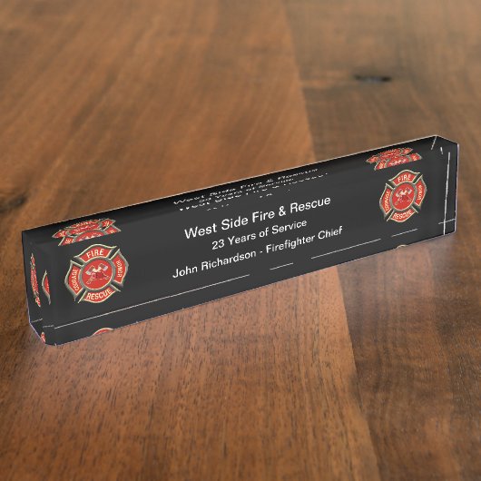 高級消防士の退職アクリルデスクプラーク デスクネームプレート (側面)