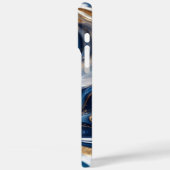 高級深いブルー金ゴールドスワール3D大理石テクスチャ、 Case-Mate iPhoneケース (裏面 / 左)