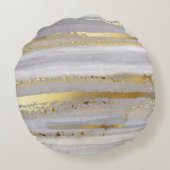 高級灰色の水彩及び金ゴールド質感 ラウンドクッション (裏面)