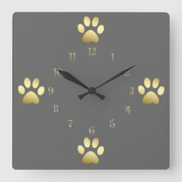 高級犬が壁の時計を前に進める スクエア壁時計
