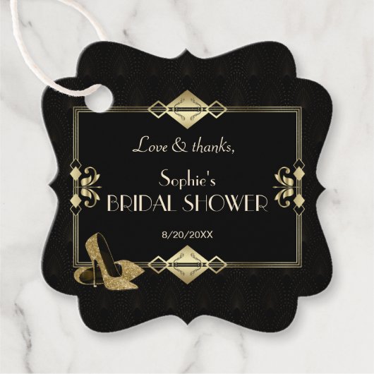 高級王室の金ゴールドブラックアールデコ1920結婚s フェイバータグ (正面)