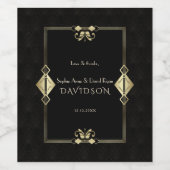 高級王室の金ゴールドブラックアールデコ1920結婚s ワインラベル (シングルラベル)