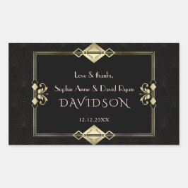 高級王室の金ゴールドブラックアールデコ1920結婚s 長方形シール