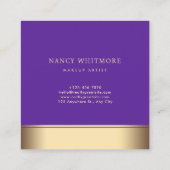 高級王室の金ゴールド&パープルグリッターエレガント スクエア名刺 (裏面)