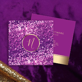 高級王室の金ゴールド&ピンクグリッターエレガント スクエア名刺