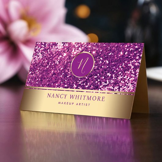 高級王室の金ゴールド&ピンクグリッターエレガント 名刺
