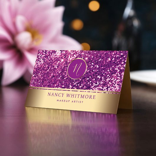 高級王室の金ゴールド&ピンクグリッターエレガント 名刺