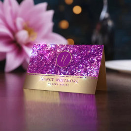 高級王室の金ゴールド&ピンクグリッターエレガント 名刺