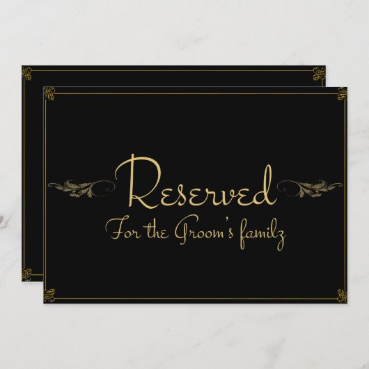 高級王室の「予約」のサイン結婚カード (正面/裏面)