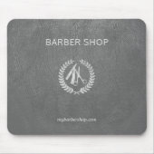 高級理容師ショップシルバーダークグレーレザールック マウスパッド (正面)