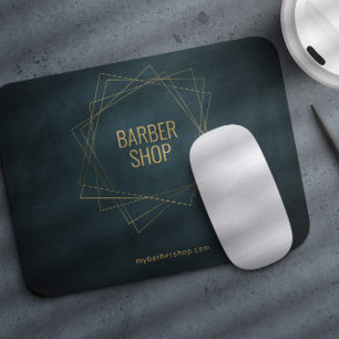 高級理容師ショップ金ゴールドとネイビージオメトリック マウスパッド