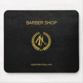 高級理容師ショップ金ゴールドブラックレザールック金ゴールド マウスパッド (正面)