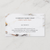 高級白い大理石のテクスチャ金ゴールドとグレーのアクセント 名刺 (裏面)