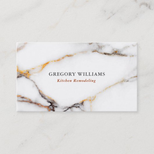 高級白い大理石のテクスチャ金ゴールドとグレーのアクセント 名刺 (正面)
