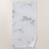 高級白い大理石のテクスチャ ビーチタオル (正面)