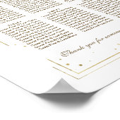 高級白い花金ゴールド洗礼着席表 ポスター (角)