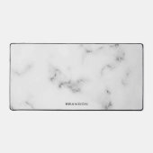 高級白と灰色の大理石テクスチャモノグラム デスクマット (正面)