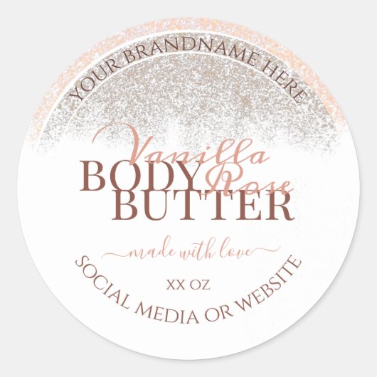 高級白製品包装ラベルバラ金ゴールド ラウンドシール (正面)