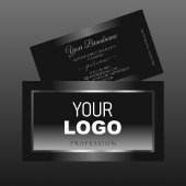 高級白黒グラデーションシルバーフレームロゴ 名刺