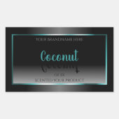高級白黒プロダクトラベルティール（緑がかった色）フレーム 長方形シール (正面)