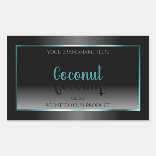高級白黒プロダクトラベルティール(緑がかった色)フレーム 長方形シール (正面)