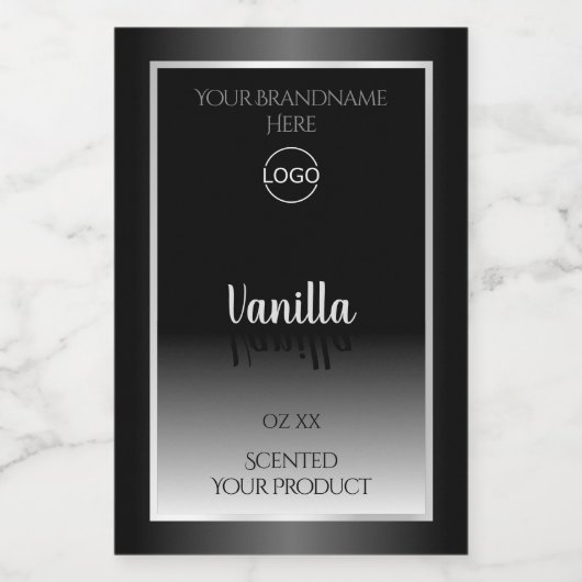 高級白黒製品ラベルシルバーフレームロゴ フードラベル (シングルラベル)