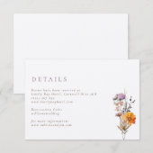 高級秋オレンジ&パープルワイルドフラワー結婚ズ エンクロージャーカード (正面/裏面)