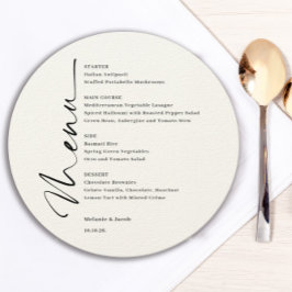 高級紙結婚の丸いメニューカード メニュー