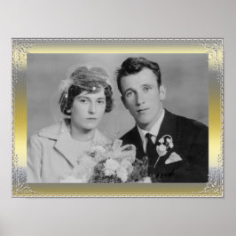 高級素晴らし金ゴールド銀縁どのフレームカスタム写真 ポスター